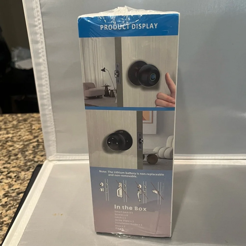 NIB KLLOQUE Black K10 Smart Fingerprint Door Knob Keyless Thumbprint Entry $54! - Picture 8 of 12